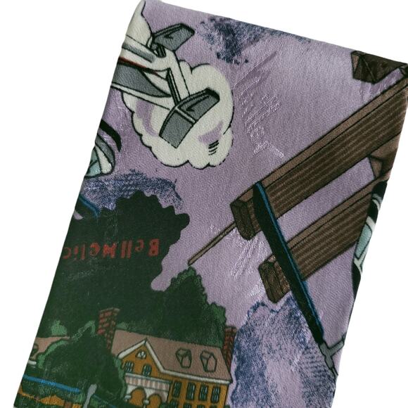 vintage 90's NICOLE MILLER cartoon helicopter silk signed logo novelty tie - Picture 4 of 8